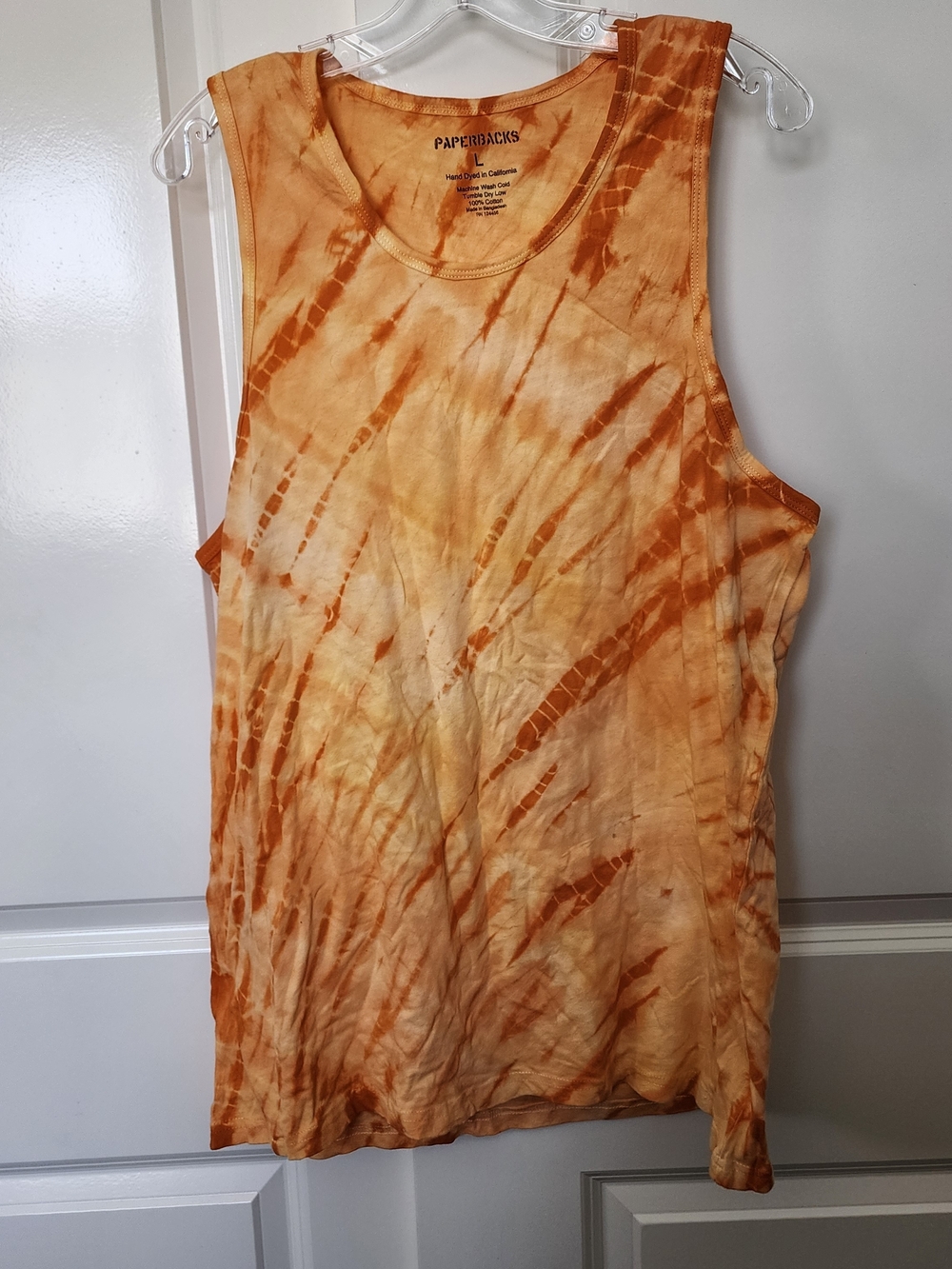Paperbacks Orange Tie-Dye Scoop Neck Tank